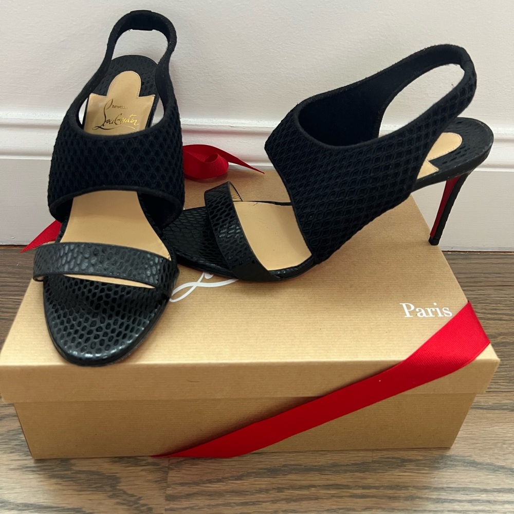 Christian Louboutin Georgette 85 Calf Jurassic/Maille Black Size 39